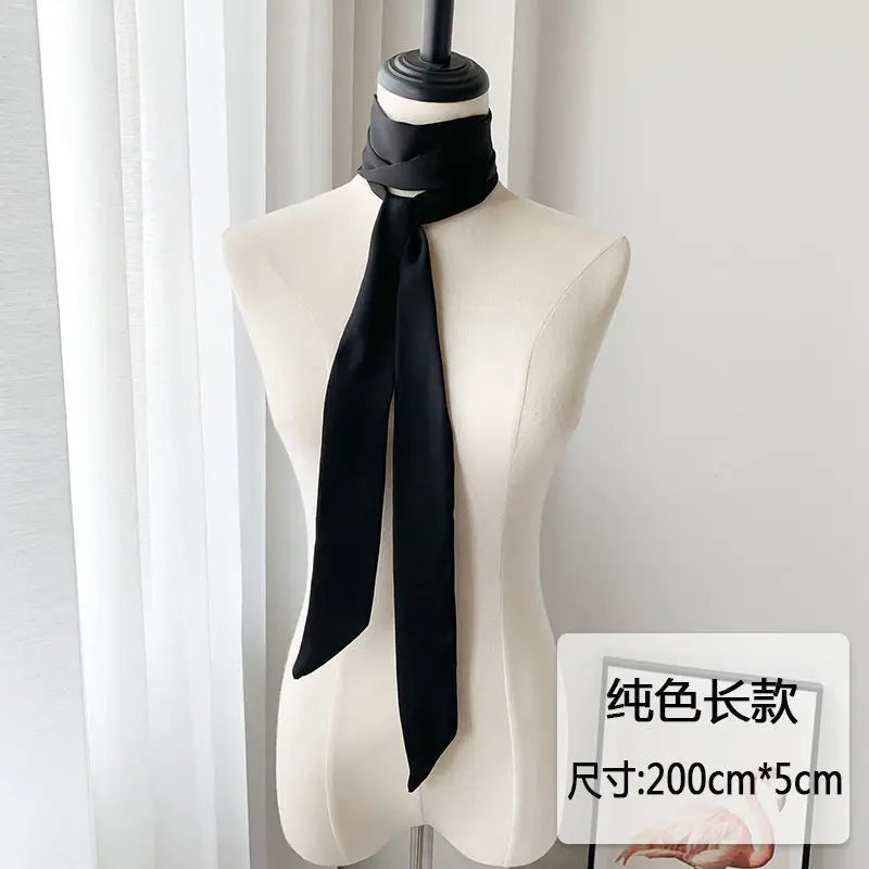 5x200cm Satin Silk Narrow Scarf Neckerchief Solid Neck Scarves Long Silk Thin Scarf Head Neck Hair Band Bag Ribbon Headbands DIY Quick Pick Grocers