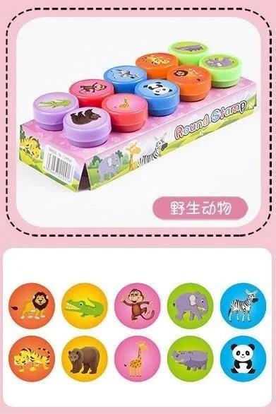 10pcs Assorted Stamps for Kids Self-ink Stamps Children Toy Stamps Smiley Face Seal Scrapbooking DIY Painting Photo Album Decor Econic Blanks