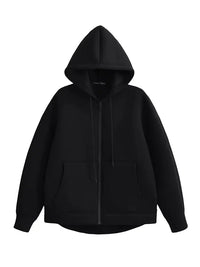 HH Autumn Women Gray Jacket With Hood Long Sleeve Big Pocket Zipper Jacket Coat Woman Loose Casual Outerwear Coat Tops Econic Blanks