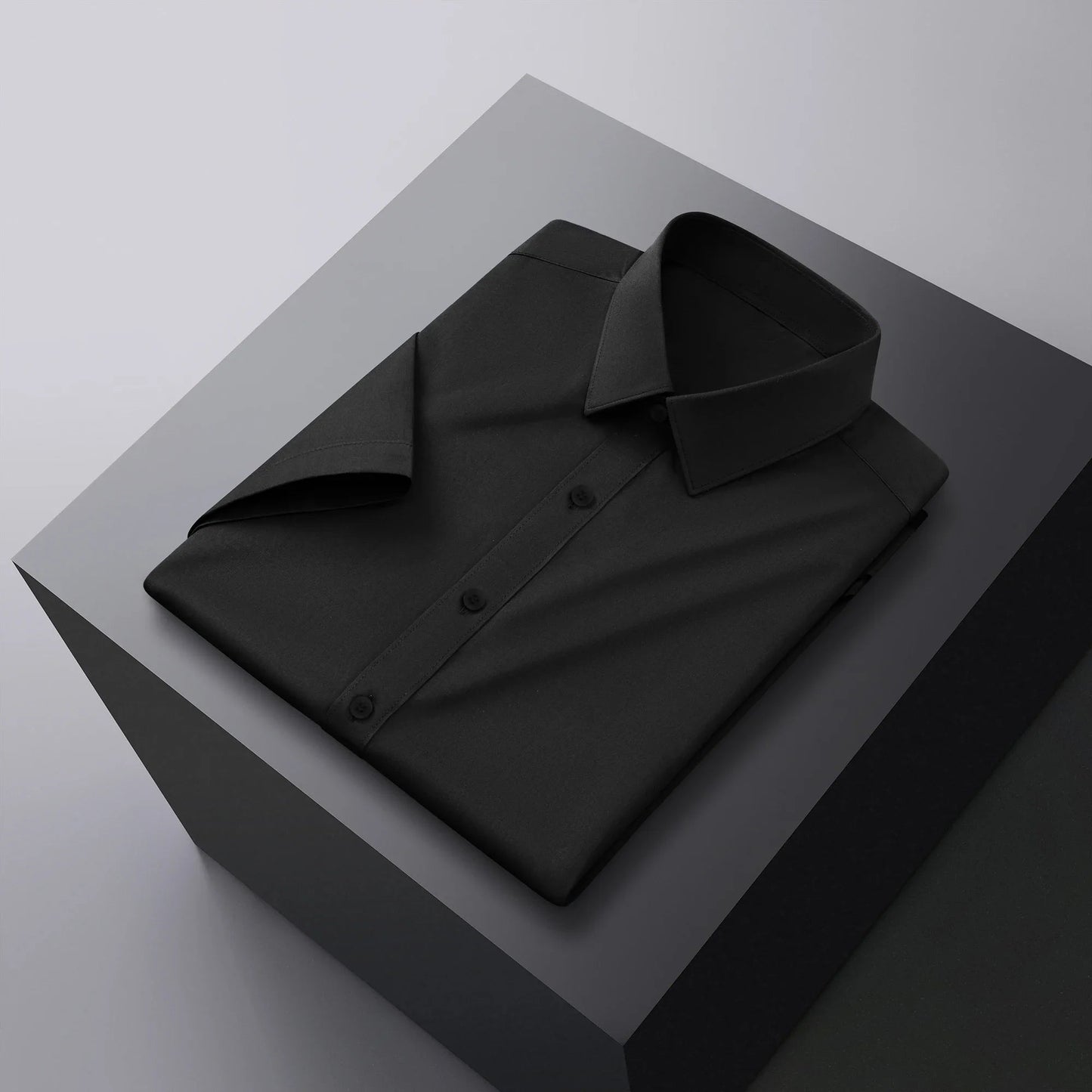 New Men's Business Casual Solid Color Short Sleeved Shirt for Summer Fashion No Ironing Comfortable and Versatile Top Quick Pick Grocers