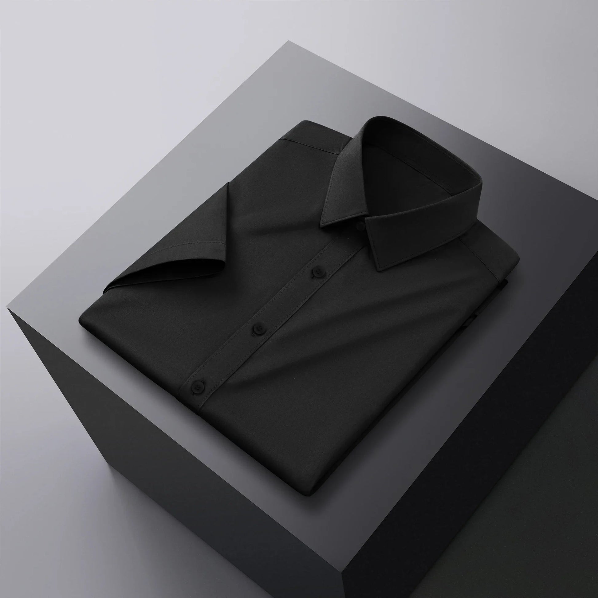 New Men's Business Casual Solid Color Short Sleeved Shirt for Summer Fashion No Ironing Comfortable and Versatile Top Quick Pick Grocers