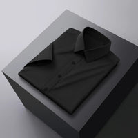 New Men's Business Casual Solid Color Short Sleeved Shirt for Summer Fashion No Ironing Comfortable and Versatile Top Quick Pick Grocers