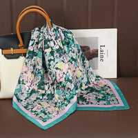 Luxury Print Satin Silk Square Scarf for Women Shawl Hijab Neckerchief Female Hair Ribbon Headband Fashion Wrap Bandana 2023 New Econic Blanks