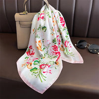 Bohemian Style Print Luxury Brand Silk Square Scarf Women Satin Shawls Neckerchief Wrap Scarves Bandana Hair Hjiab Floral Quick Pick Grocers