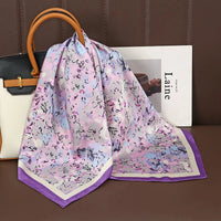 Luxury Print Satin Silk Square Scarf for Women Shawl Hijab Neckerchief Female Hair Ribbon Headband Fashion Wrap Bandana 2023 New Econic Blanks