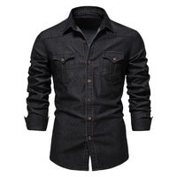 AIOPESON Brand Elastic Cotton Denim Shirt Men Long Sleeve Quality Cowboy Shirts for Men Casual Slim Fit Mens Designer Clothing Quick Pick Grocers