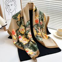 90*90Cm Square Scarf Twill Silk Feeling Women Head Shawls and Wraps Luxury Hair Tree Print Neck Scarves Hijab Bandana Pashmina Econic Blanks