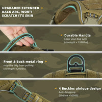 Tactical Dog Harness, No Pull Dog Harness, Adjustable Breathable MOLLE Dog Vest Harness for Medium Large Dog Reflective Military Econic Blanks