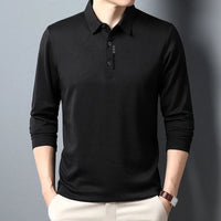 Men's Waffle Long Sleeved POLO Shirt with Letter Printed Lapel Casual Top Quick Pick Grocers
