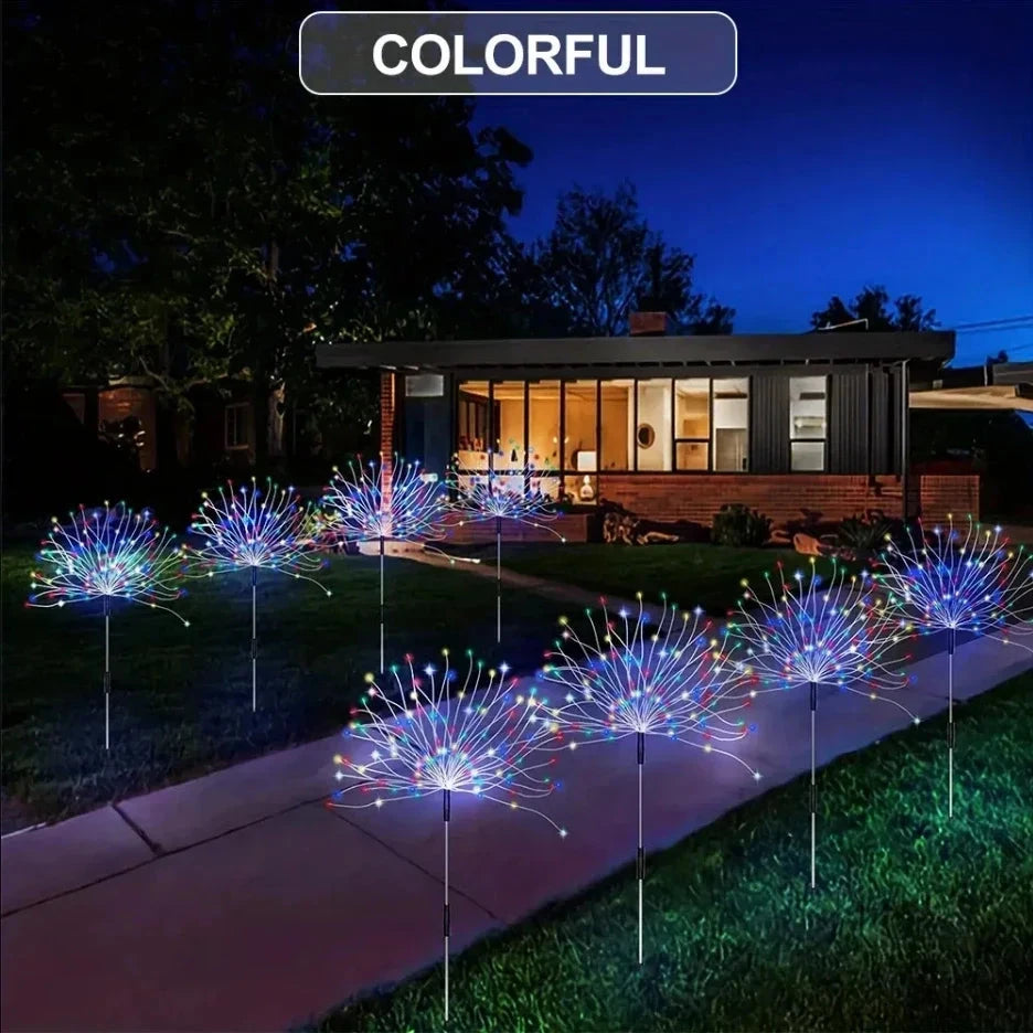 NEW 200LEDs Solar Fireworks Lights Outdoor Waterproof Solar Garden Lights 8 Lighting Modes With Remote Control Decorations Light Econic Blanks