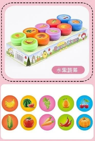 10pcs Assorted Stamps for Kids Self-ink Stamps Children Toy Stamps Smiley Face Seal Scrapbooking DIY Painting Photo Album Decor Econic Blanks
