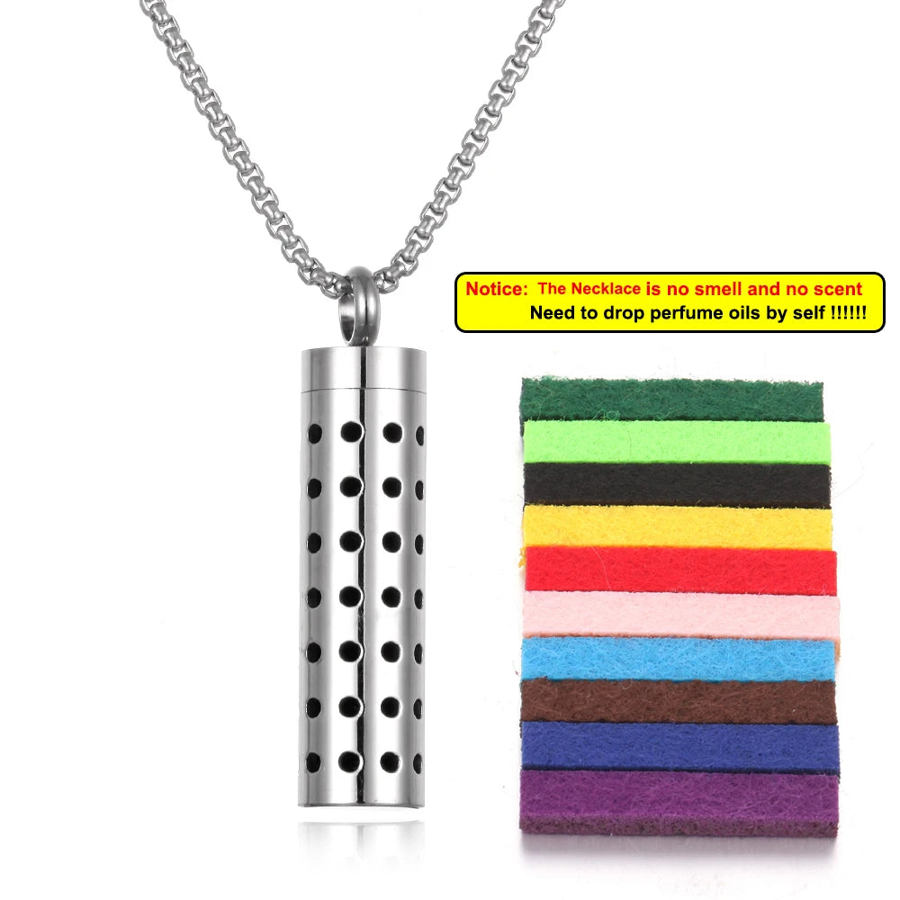 Long Strip Stainless Steel Aromatherapy Necklace Perfume Diffuser Essential Oil Diffuser Pendant Necklace Jewelry Accessories Econic Blanks