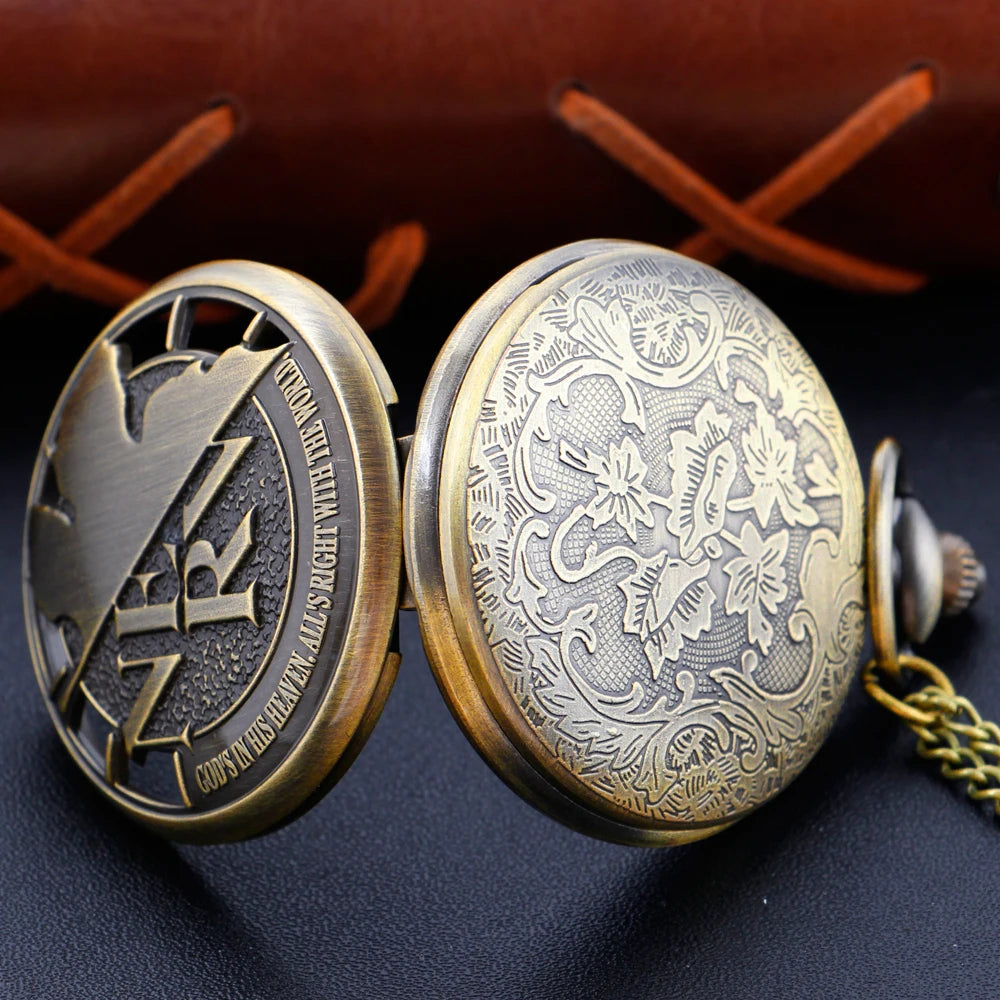 Bronze Antique Hollow Steel Quartz Pocket Watch - God's Land Decrypted Map - Best Gift Clock Selection for Men and Women Quick Pick Grocers