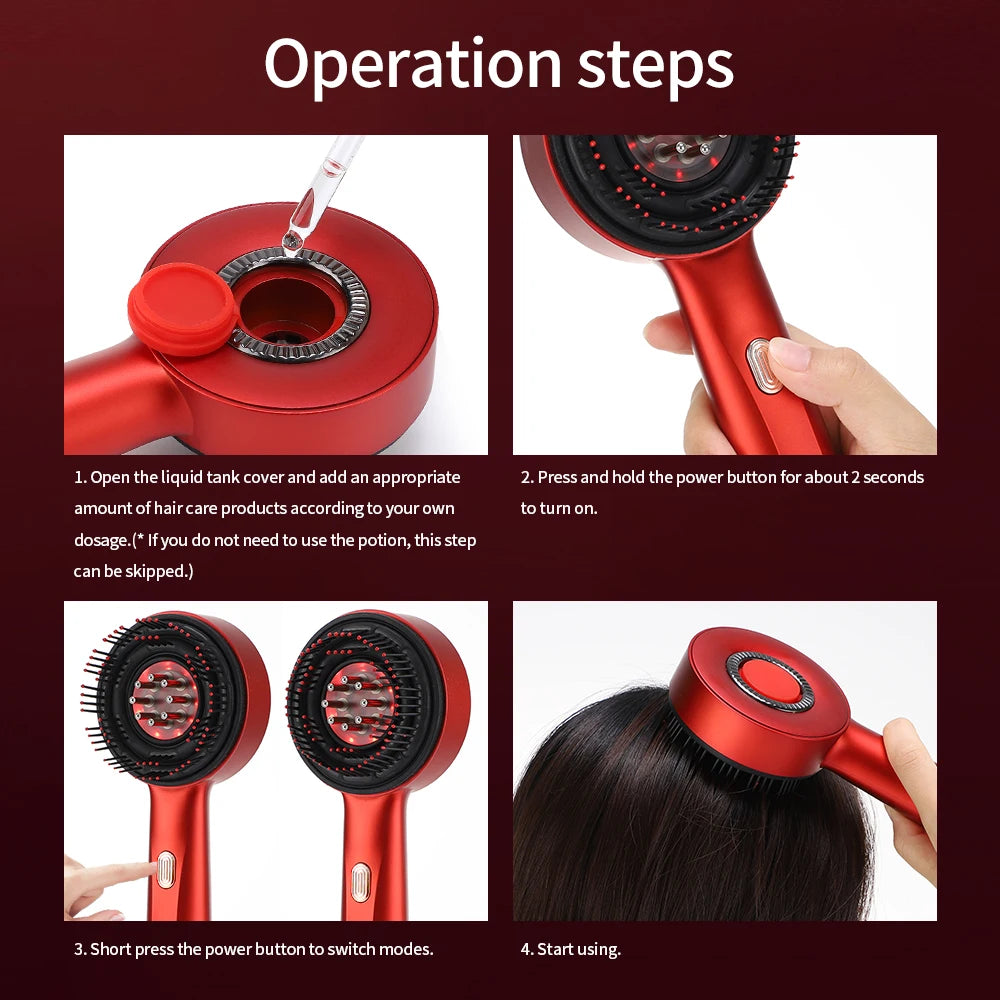 3 Modes Electric Vibration Massage Comb Red Light Therapy Hair Growth Massage Scalp Brush Oil Liquid Applicator Head Massager Quick Pick Grocers