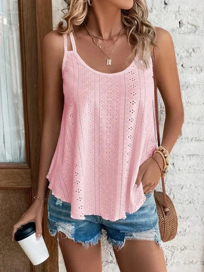 Large Big 5xl Women Leisure Simple Boho Camis Tops Women's Hollow Out Top Pullovers New Summer Casual Beach Shirts Clothing Quick Pick Grocers