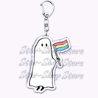 Cute Lgbt Halloween Keychain for Accessories Bag Gay Pride Lgbtq Spooky Ghost Lesbian Keyring Jewelry Rainbow Fans Friends Gifts Quick Pick Grocers