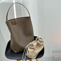 MENDY Bucket Bag Large Women's Bag Tote Bag Shoulder Bag Luxury Designer Genuine Leather Handbag Japanese Popular Bag Soft Row Quick Pick Grocers