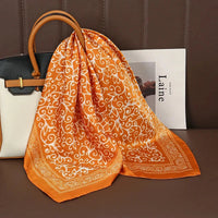 Luxury Print Satin Silk Square Scarf for Women Shawl Hijab Neckerchief Female Hair Ribbon Headband Fashion Wrap Bandana 2023 New Econic Blanks