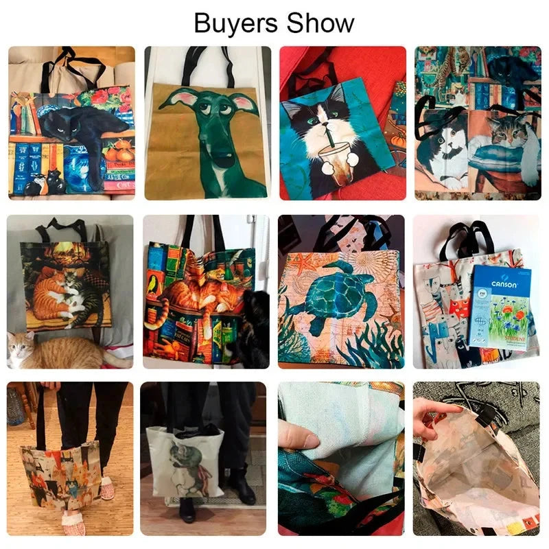 Canvas Bag Van Gogh Series Canvas Bag Oil Painting Starry Night Sunflower Apricot Flower Coffee Holder Handbag 30X35cm Econic Blanks