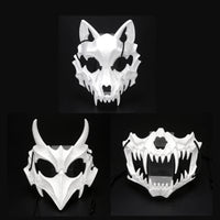 Halloween Mask Half-face Mask Cos Dragon God Fierce Tiger Night Fork Tengu Man Wolf Mask Performance Skull Masks Econic Blanks