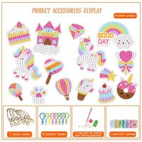 Children's cartoon unicorn magic gemstone diamond painting children's set, homemade keychain sticker art craft children's girl Econic Blanks