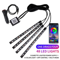 Neon LED Car Interior Ambient Foot Strip Light Kit Accessories RGB Backlight Remote App Music Control Auto Decorative Lamp Econic Blanks
