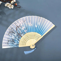 Hand Fan Foldable Silk Fan Noodles Bamboo Fan Bones Halloween Cosplay Prop Christmas Wedding Decoration Party Gifts Art Crafts Econic Blanks