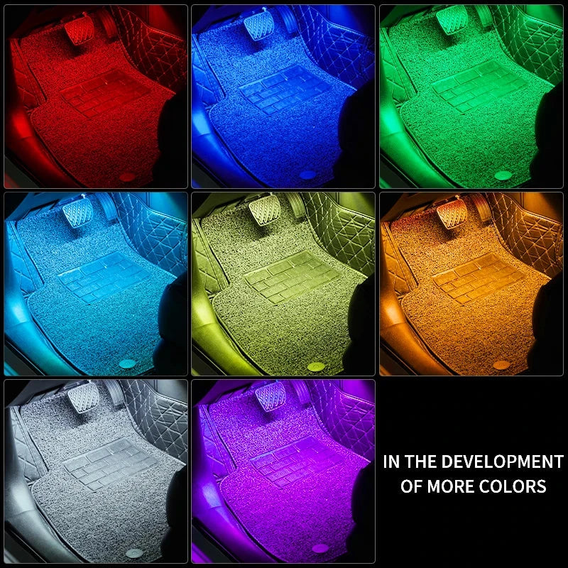 Neon LED Car Interior Ambient Foot Strip Light Kit Accessories RGB Backlight Remote App Music Control Auto Decorative Lamp Econic Blanks