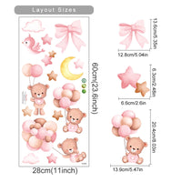 Pink Cartoon Bear Balloon Wall Stickers for Kids Room Decoration Baby Girls Baby Boys Room Wall Decals Kindergarten Nursery Room Quick Pick Grocers