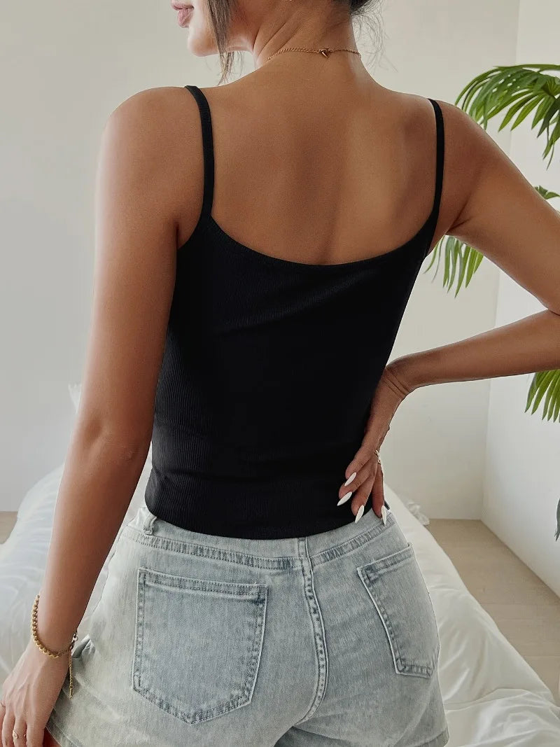 Women's Cropped Tops Spring and Summer Corset Korean Suspenders Vest Sexy Camisole Slim Y2K Corset Tops Casual Basic T-shirt Quick Pick Grocers