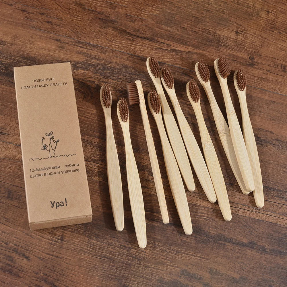 10Pcs Colorful Toothbrush Natural Bamboo Tooth Brush Sets Soft Bristle Charcoal Teeth Eco Bamboo Toothbrushes Dental Oral Care Econic Blanks