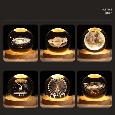Kids LED Crystal Ball Lamp – 3D Moon & Galaxy Table Decor Toy Econic Blanks