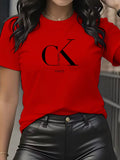 Summer luxury brand fashion cartoon letter print crew collar clothing short sleeve T-shirt  trend women's summer Y2K top Quick Pick Grocers