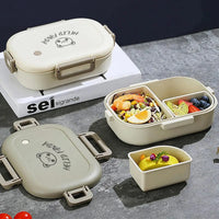 WORTHBUY Removable 3-Compartment Lunch Box 800ml Portable Plastic Bento Box Microwave School Student Kid Sealed Food Container Econic Blanks