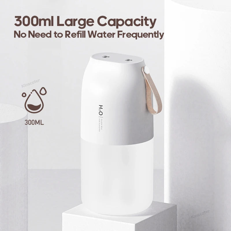 KINSCOTER Ultrasonic Air Humidifier 300ml 2000mAh Battery USB Sprayer Diffuser Releases Smooth Water Mists for Home Office Quick Pick Grocers