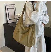 Trendy Women's Soft Cloth Shoulder Bag Solid Color Student 2026 Spring Y2k Casual Style Big Handbags Crossbody Bags for Women Quick Pick Grocers