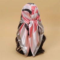 Satin Square Scarf Women Muslim Hijab Elegant 2025 Print Silk Neckerchief Shawl Wraps Headband Handle Hair Accessories Bandana Econic Blanks