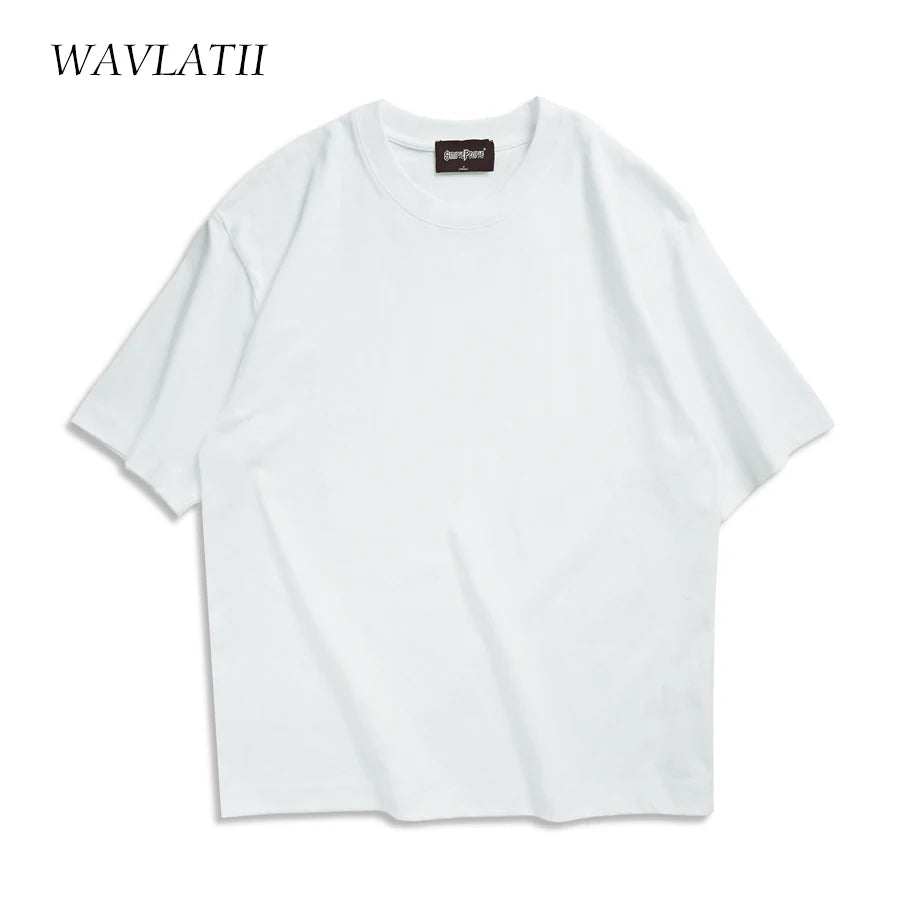 WAVLATII Oversized Summer T shirts for Women Men Brown Casual Female Korean Streetwear Tees Unisex Basic Solid Young Cool Tops Quick Pick Grocers