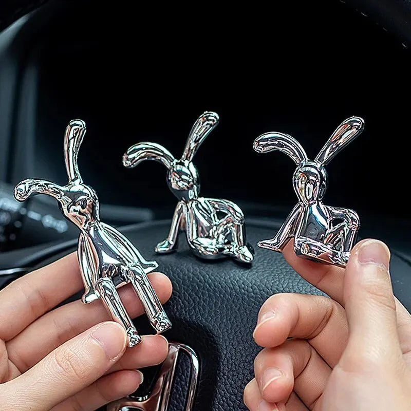 2PC Long-Eared Rabbit Double Statue Cartoon Decoration Accessories Living Room Bedroom Car Decoration Desktop Decorative Ornamet Quick Pick Grocers