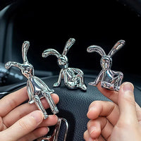 2PC Long-Eared Rabbit Double Statue Cartoon Decoration Accessories Living Room Bedroom Car Decoration Desktop Decorative Ornamet Quick Pick Grocers