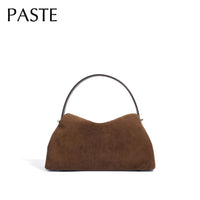 2026 Autumn Winter All-match Bowling Tote All-match Matte Suede Cowhide Leather Women Shoulder Bag Coffee Purple Noble Handbag Quick Pick Grocers