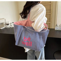 Casual Large Stripe Women's Shoulder Bag 2025 New Fashion Commuter Tote Bag High Capaci Canvas Handbag for Youth bolso mujer Quick Pick Grocers