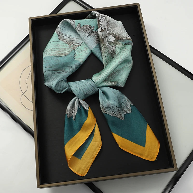 60Colors Luxury Scarf Women 70*70Cm Silk Feel Square Hair Wrapping Foulard Satin Shawl Big Size Head Bandana Hijab Handkerchief Quick Pick Grocers