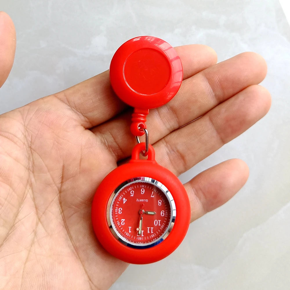 Retractable Blank Simple Nurse Doctor Hospital Pocket Watch Badge Reel Clip Hang Colourful Pendant Dress Watches Clock Quick Pick Grocers