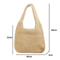 French Style Large Capacity Woven Straw Woven Bag for Women New Beach Vacation Shoulder Bag Casual Commuting Tote Bag Purse Quick Pick Grocers