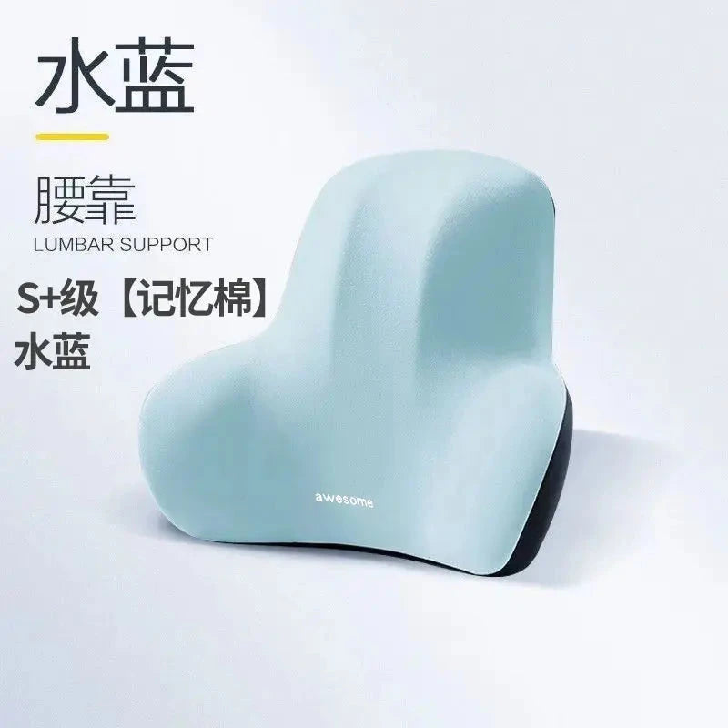 Memory Foam Lumbar Back Cushion for Car Office Gaming Chairs and Postpartum Waist Support Multi Functional Pain Relief Pillow Econic Blanks