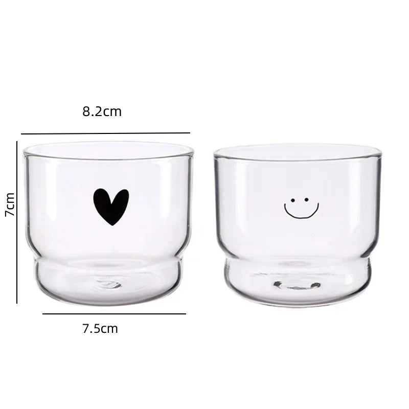 300ml Love/Happy Wall Glass Cup Milk Coffee Heart Cups Heat Resistant Healthy Drink Mug Tea Mugs Transparent Drinkware Mug Quick Pick Grocers