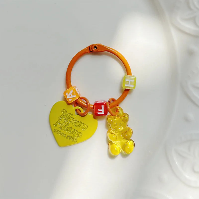 10pcs Metal Keyrings Buckle With Stars Bear Pendant Colored Keychain For Diy Jewelry Making Key Ring Accessories Wholesale Econic Blanks