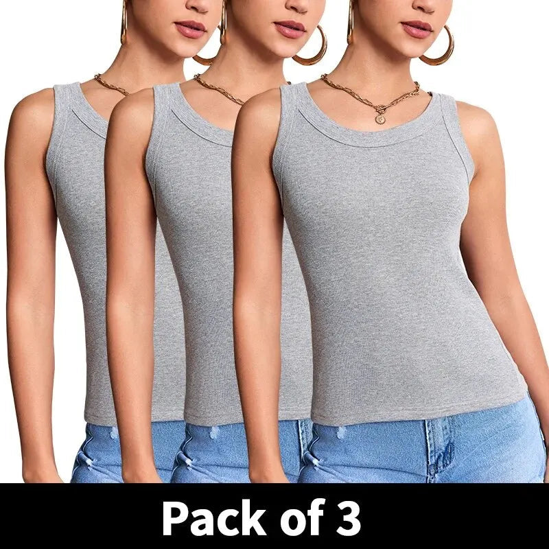 3-piece Ladies Solid Color Vest Fashion Joker Young Woman Threaded Camisole Quick Pick Grocers