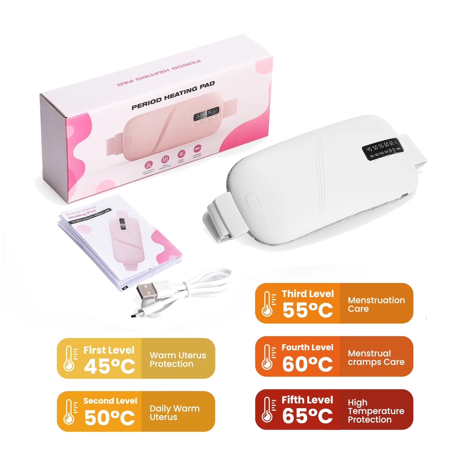 Electric Heating Pad Menstrual Cramp Massager Belt Women Period Care Hot Compress Device Vibration Abdominal Ulter Warmer Belt Quick Pick Grocers